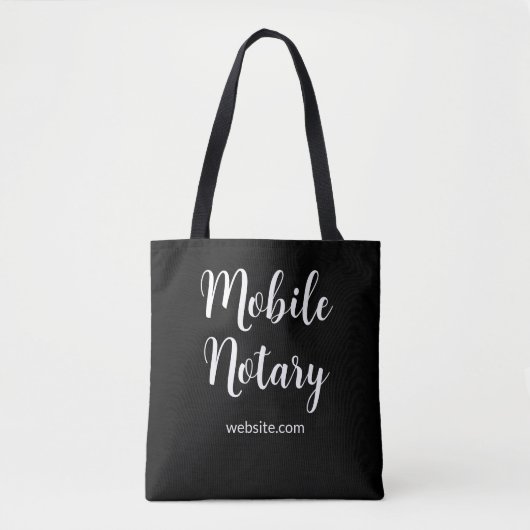 Mobiele notaris openbare website Zwart Tote Bag (Voorkant)