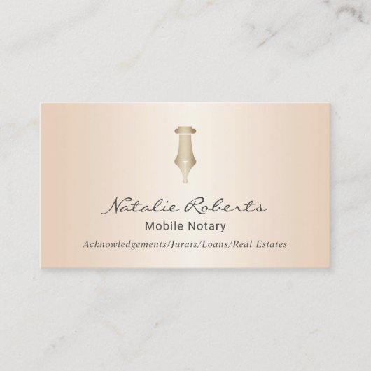 Mobiele notaris public gden Signing Pen ivory Visitekaartje (Voorkant)