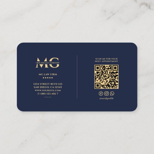 Mobiele Notaris Publiek Donker Navy Blauw Modern Visitekaartje (Achterkant)