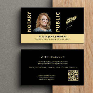 Mobiele notaris publieke foto goud zwart QR-code Visitekaartje
