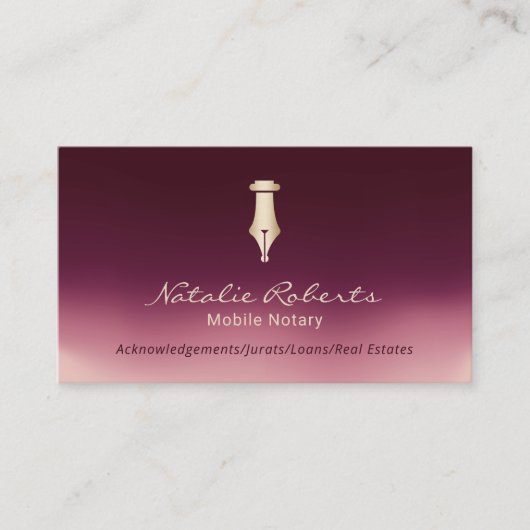 Mobiele Notaris Publieke Gouden Signing Pen Bourgo Visitekaartje (Voorkant)