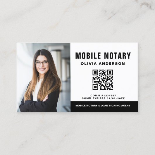 Mobiele Notaris QR Code Signing Agent Foto Visitekaartje (Voorkant)