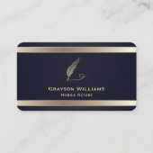 Mobiele Notaris Quill QR Code Gouden Marine Visitekaartje (Voorkant)
