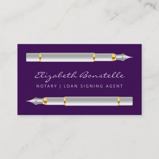 Mobiele notaris Signing Agent Fountain Pennen Paar Visitekaartje (Voorkant)