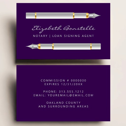 Mobiele notaris Signing Agent Fountain Pennen Paar Visitekaartje