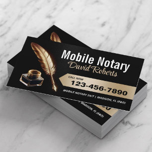 Mobiele Notaris Signing Agent Gold Feather Pen Visitekaartje