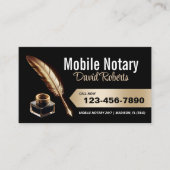 Mobiele Notaris Signing Agent Gold Feather Pen Visitekaartje (Voorkant)