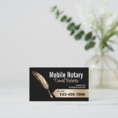 Mobiele Notaris Signing Agent Gold Feather Pen Zwa Visitekaartje (Staand voorkant)