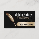 Mobiele Notaris Signing Agent Gold Feather Pen Zwa Visitekaartje (Voorkant)