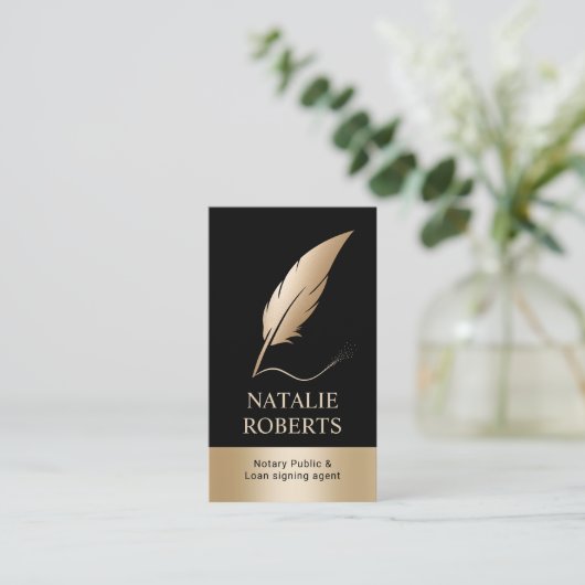 Mobiele notaris Signing Agent Modern Gold Quill Pe Visitekaartje (Staand voorkant)