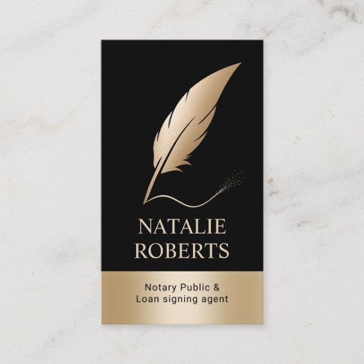 Mobiele notaris Signing Agent Modern Gold Quill Pe Visitekaartje (Voorkant)
