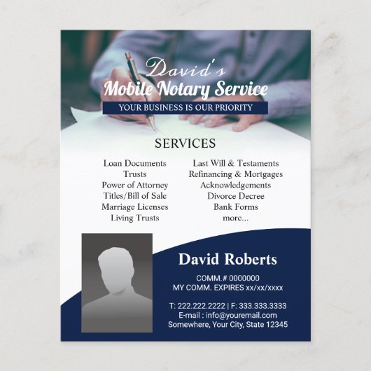 Mobiele Notaris Signing Agent Professional Navy Flyer (Voorkant)