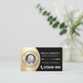 Mobiele notaris Signing Agent Zwart & Goud Foto Visitekaartje (Staand voorkant)