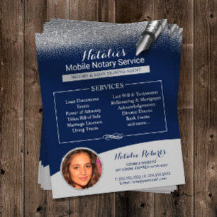 Mobiele notaris zilver glans navyblauw foto flyer