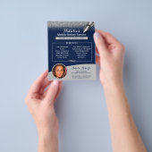 Mobiele notaris zilver glans navyblauw foto flyer (Hand)