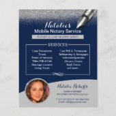 Mobiele notaris zilver glans navyblauw foto flyer (Voorkant)