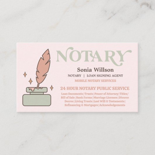 Mobiele Notarische Ondertekenaar voor publiek en l Visitekaartje (Voorkant)