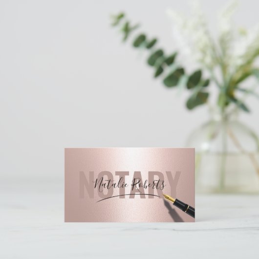 Mobiele Notarische Ondertekening Moderne Roos Gold Visitekaartje (Staand voorkant)