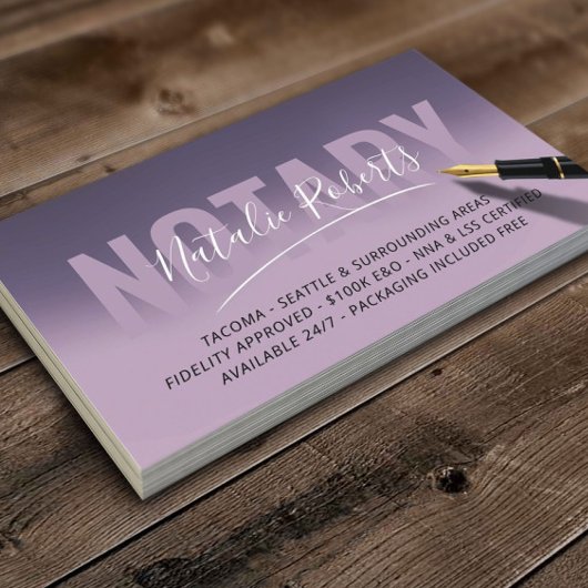 Mobiele Notarische Openbare Elegant Paarse Handtek Visitekaartje