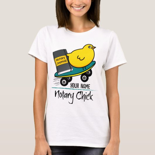 Mobiele notarischick op skateboard Gepersonaliseer T-shirt (Voorkant)