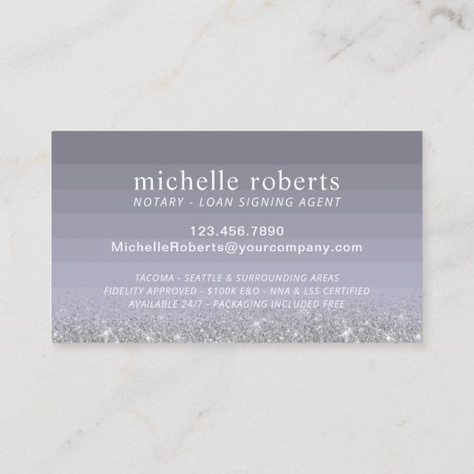 Mobiele Notarisondertekenaar Paars en Zilver Visitekaartje (Achterkant)