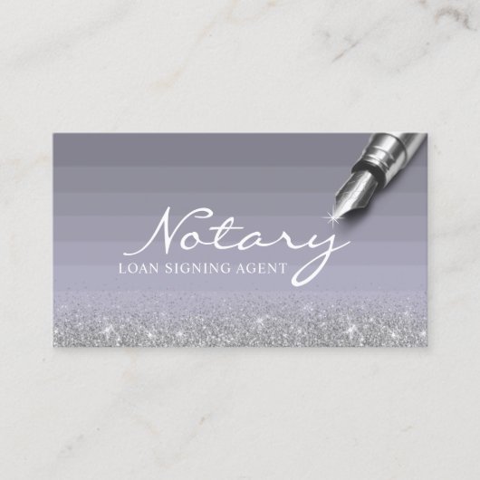 Mobiele Notarisondertekenaar Paars en Zilver Visitekaartje (Voorkant)