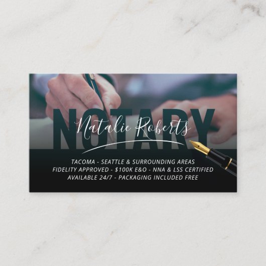 Mobiele Notarisseur Elegant Handtekening Visitekaartje (Voorkant)