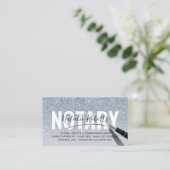 Mobiele Notary Blue Glitter Signature Visitekaartje (Staand voorkant)