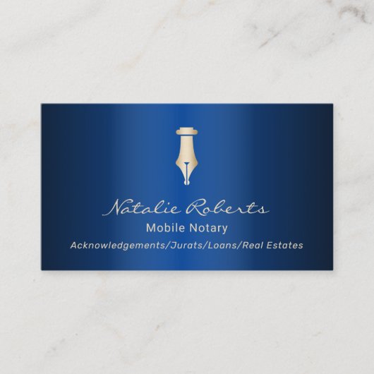Mobiele Notary Public Golden Signing Pen Navy Blue Visitekaartje (Voorkant)
