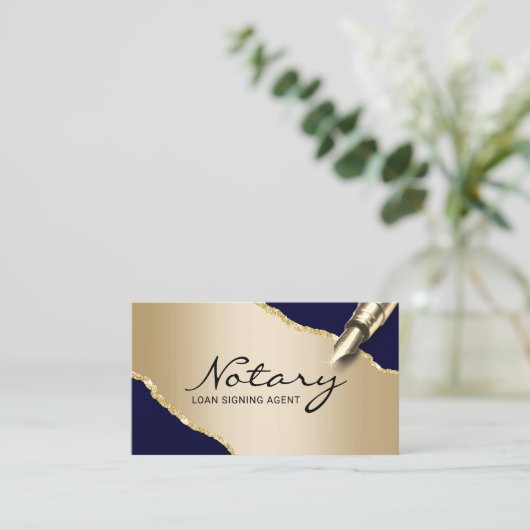 Mobiele Noteerbare Agent Modern Navy & Gold Visitekaartje (Staand voorkant)