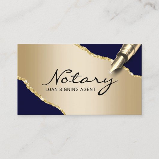 Mobiele Noteerbare Agent Modern Navy & Gold Visitekaartje (Voorkant)