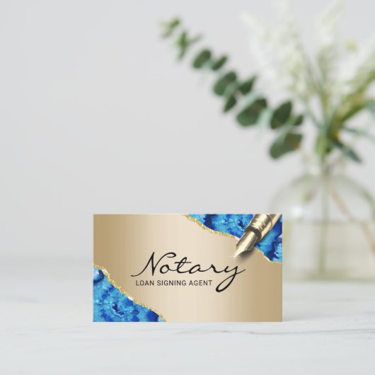 Mobiele Noteerbare Ondertekenaar Modern Gold Blue  Visitekaartje (Staand voorkant)