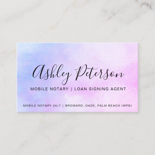 Mobiele noteerbare publieke scriptroze parelhologr visitekaartje (Voorkant)