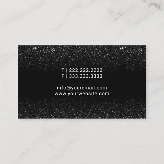 Mobiele Noteerbare publieke zwarte glitter-handtek Visitekaartje (Achterkant)