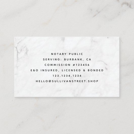 Mobiele noteerquill-marmer visitekaartje (Achterkant)