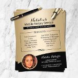 Mobiele Noteerservice - Zwart & goudfoto Flyer<br><div class="desc">Mobiele Notarctische Service Black en Gold Photo Flyers.</div>