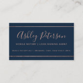 Mobiele Noteertypografie roos gouden streep blauw Visitekaartje (Voorkant)