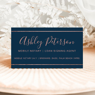 Mobiele Noteertypografie roos gouden streep blauw Visitekaartje