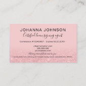 Mobiele notionele typografie roze glitter visitekaartje (Achterkant)