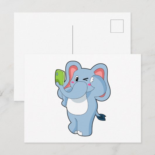 Mobiele Olifant Briefkaart (Voorkant / Achterkant)
