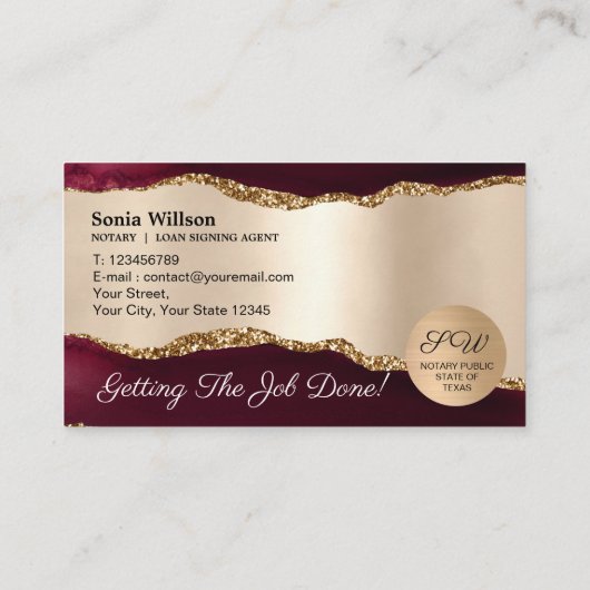 Mobiele openbare notaris lening ondertekening visitekaartje (Achterkant)