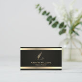 Mobiele Quill QR Code Gold Black Visitekaartje (Staand voorkant)