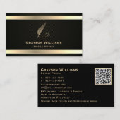 Mobiele Quill QR Code Gold Black Visitekaartje (Voorkant / Achterkant)