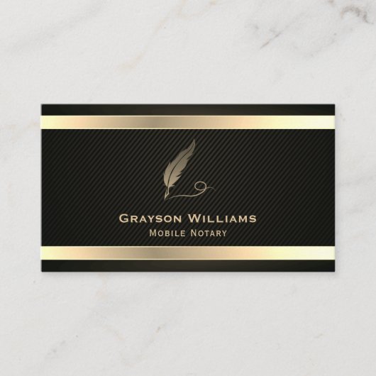 Mobiele Quill QR Code Gold Black Visitekaartje (Voorkant)