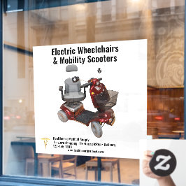 Mobiele scooters voor medische benodigdheden op ma raamsticker