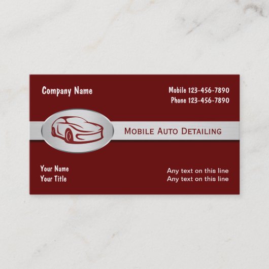 Mobiele services voor autodetaillering visitekaartje (Voorkant)