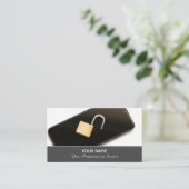 Mobiele specialist en beveiligingsspecialist visitekaartje (Staand voorkant)