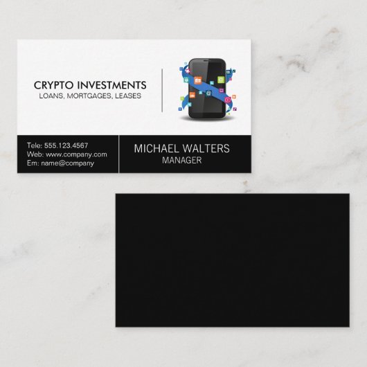 Mobiele technische telefoon | Toepassingssoftware Visitekaartje (Voorkant / Achterkant)