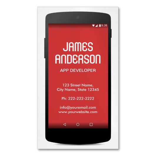 Mobiele telefoon-appontwikkelaar Software-ingenieu Magnetisch Visitekaartje (Voorkant Verticaal)