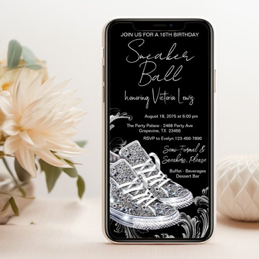Mobiele Telefoon Diamant Sneaker Bal Verjaardagsfe Kaart